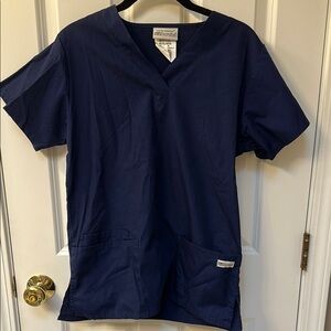 UA Uniform Advantage Navy Blue Scrub Top Women's Size XS Pockets